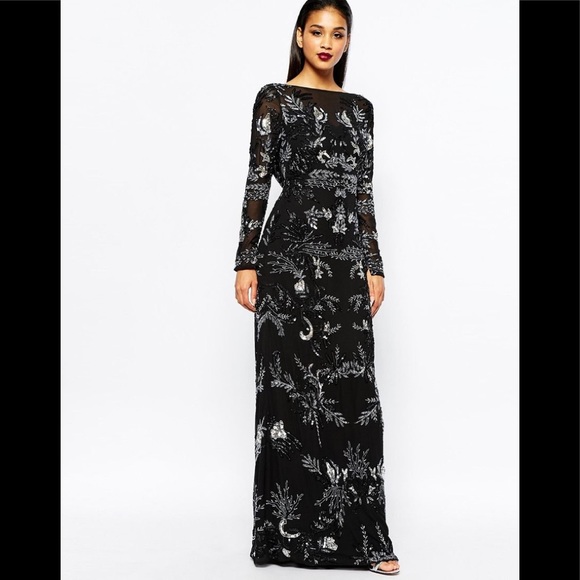 Virgos Lounge Angelina Dress Black Long 
